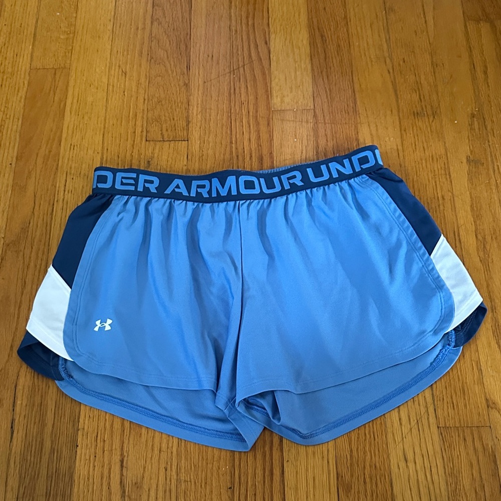 Under Armour Women's Blue and White Athletic Shorts